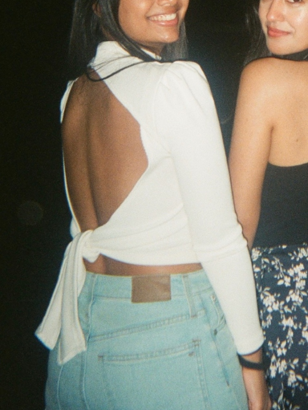 White tie back top